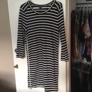 JCrew side zip striped T-shirt dress